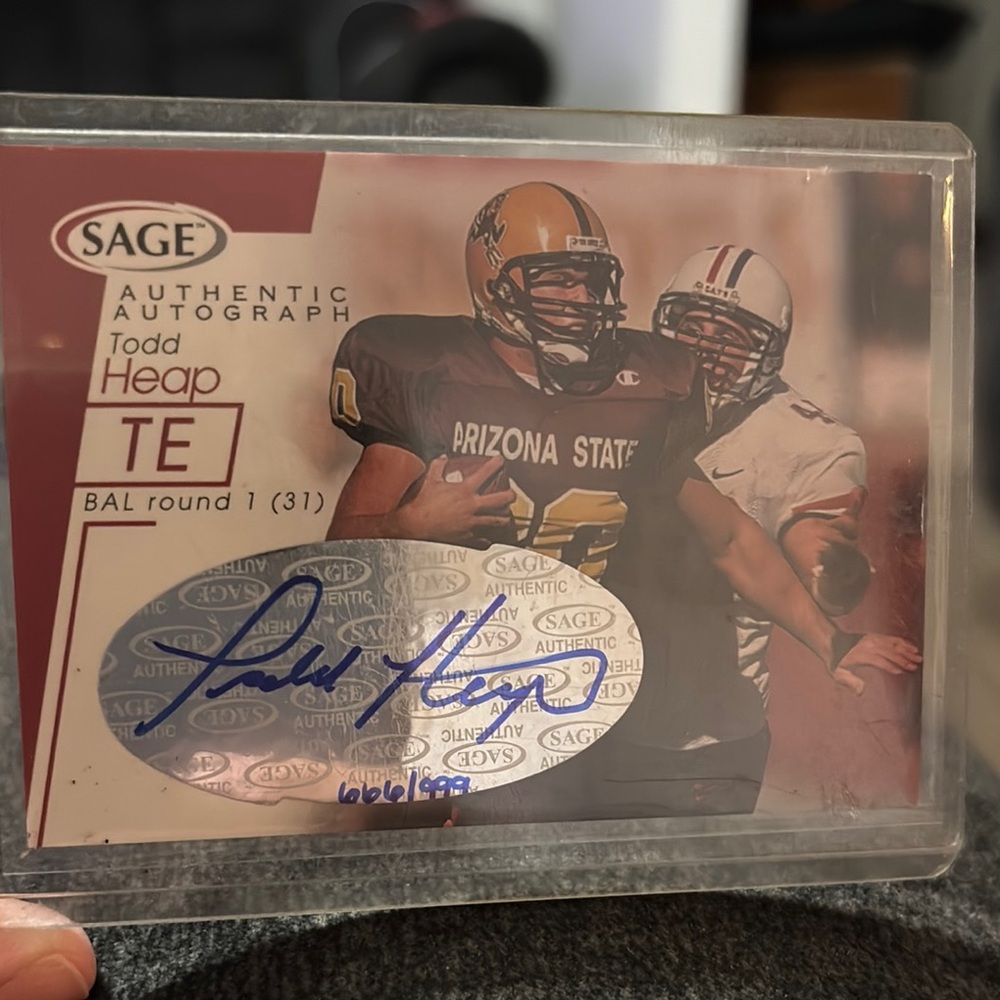 SAGE Todd Heap Autographed Football Card